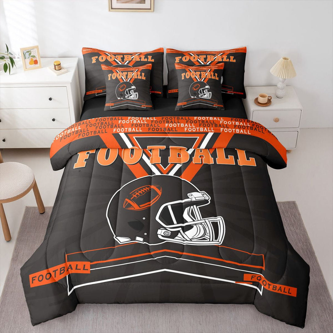 Erosebridal 7Pcs American Football Bedding Set s,Twin Size Comforter Set with Sheets and Pillowcase,7Pcs Bed in a Bag,Football Team Bed Set, Sports Fan Comforter