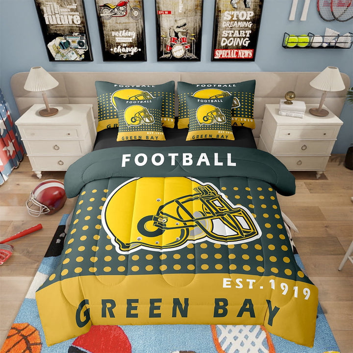 7 Piece Football Bedding Sets Twin American Football City Bed in a Bag Football Sports Comforter Set with Sheets Football Lover Bed Set Football Team Sports Game Sheets(Chicago)