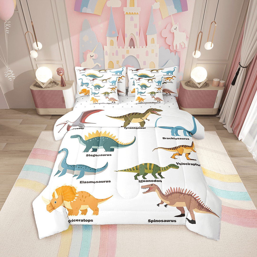 Comforters Twin Size Set with Sheets Dinosaur Bedding,7 Pieces Bed in a Bag Twin Dino Bedding Sets with Comforter,Sheets,Pillowcases and Shams