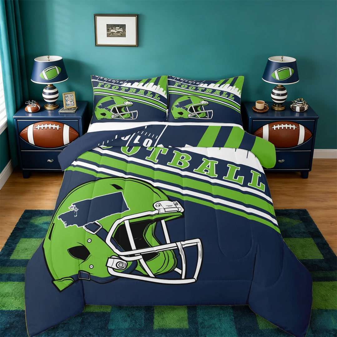 jejeloiu Rugby Game Gamer Twin Comforter Sets,Football Sport City Bedding Set For Ball Lover Reversible 2 Pieces