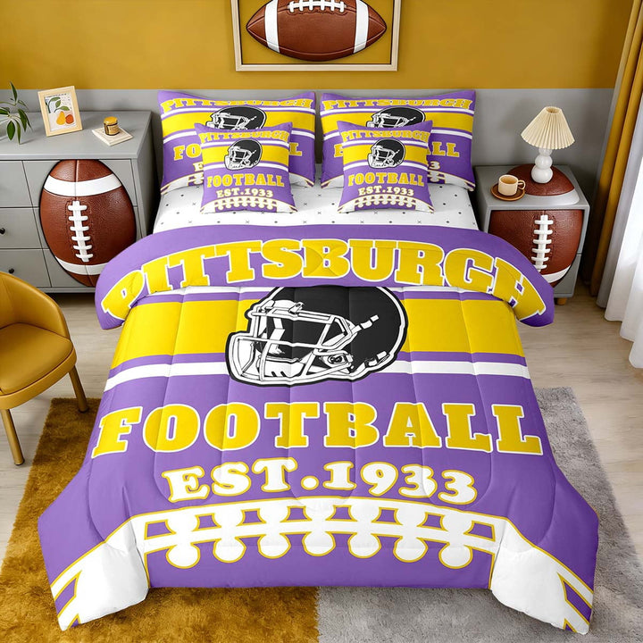 Erosebridal Sports Theme Bed in a Bag Full size 7 Pieces, Bedroom Decor, Dark Cyan, Pittsburgh