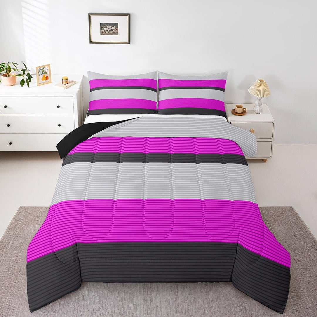 Erosebridal Abstract Lines Bedding Twin Comforter Set,Geometric Stripes Down Comforter,Geometry Lines Bedding Sets Twin with Comforter,Lightweight Teens Bedroom Decor,Reversible,3pcs
