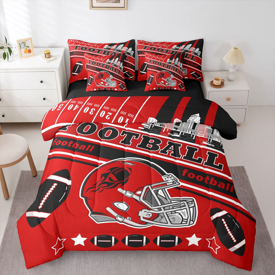 Erosebridal Football 7 Pieces Comforter Sets Twin Size For Kids Boys,Tampa Bedding Set For All Season,Gifts For Football Fans,Football City Bed In A Bag With Comforter Sheets