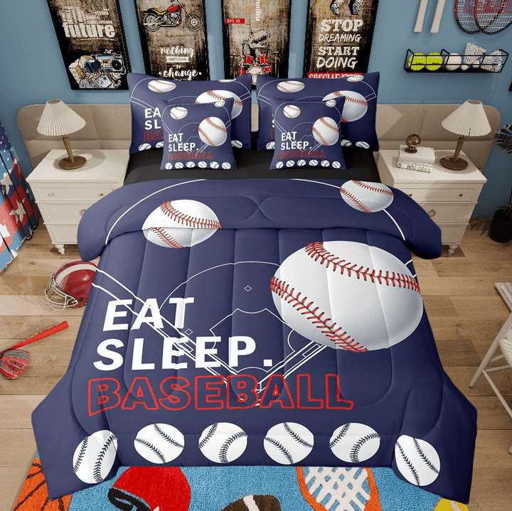 7 Piece Baseball Bed in a Bag Sports Bedding Sets Baseball Game Themed Comforter Set with Sheets Baseball Print Bed Set Sports Baseball Player Sheets Twin Size