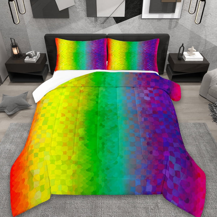 Erosebridal Geometric Buffalo Plaid Bedding Twin Comforter Set,Rainbow Checkered Down Comforter,Colorful Gradient Grid Bedding Sets Twin with Comforter For Teens, Breathable Room Decor£¬2 Pieces