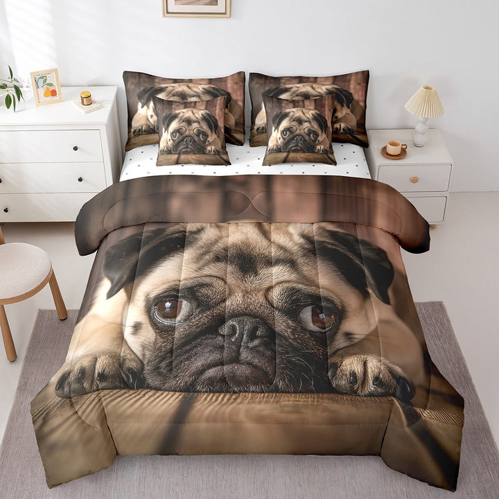 7 Piece 3D Dog Bed In A Bag King,Lovely Puppy Dog Comforter Set,Kawaii Pet Animal Bedding Set for Dog Lovers,Cute Dog Sheet Set with 1 Comforter and 2 Pillow Cases
