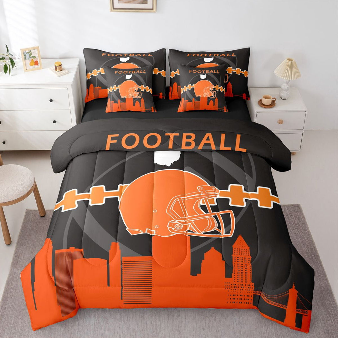 Erosebridal 7 Pcs Comforter Set Queen Size,Sports Bed in a Bag with Flat Sheet and Fitted Sheet and Adults,American Football Players Bedding Set with Pillowcase and Sham(Cincinnati)