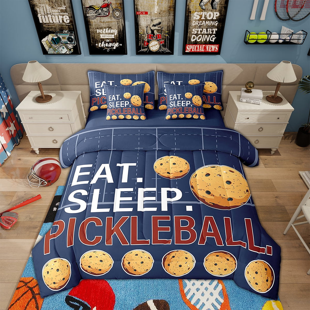 Erosebridal Pickleball Sport Bedding Twin Size, Ball Gamer Bed in a Bag Twin size, Reversible 7 Pieces