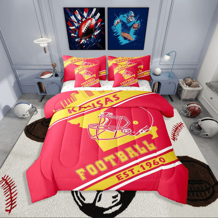 Erosebridal American Football Bedding Sets Twin Size,Ball Game Comforter Sets with Sheets,Sport Decor,Reversible,Breathable,7-Piece