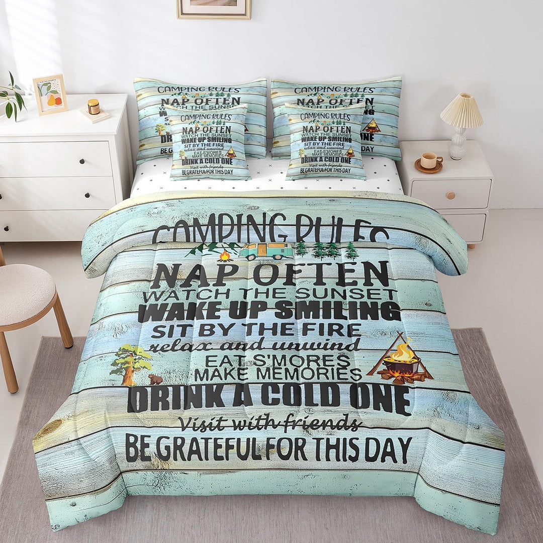 Erosebridal Happy Camping Bedding Sets Twin Size,Lodge Cabin Comforter Sets with Sheets,River House Bed in a Bag Twin size,Microfiber Boys Bedroom Decor,Reversible,7pcs