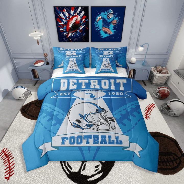 Erosebridal Football Print Bedding Sets Twin Size,Sports Theme Comforter Sets with Sheets Teens,Reversible,Breathable,7-Piece