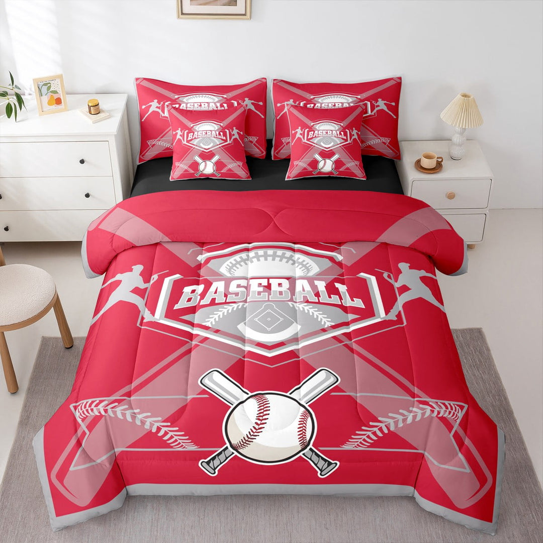 Twin Comforter Set 7 Pieces, All Season Reversible Bed in a Bag Twin, Ultra Soft Twin Bedding Set with Baseball Comforter, Flat Sheet, Fitted Sheet, Pillowcases, Pillow Shams,Cincinnati