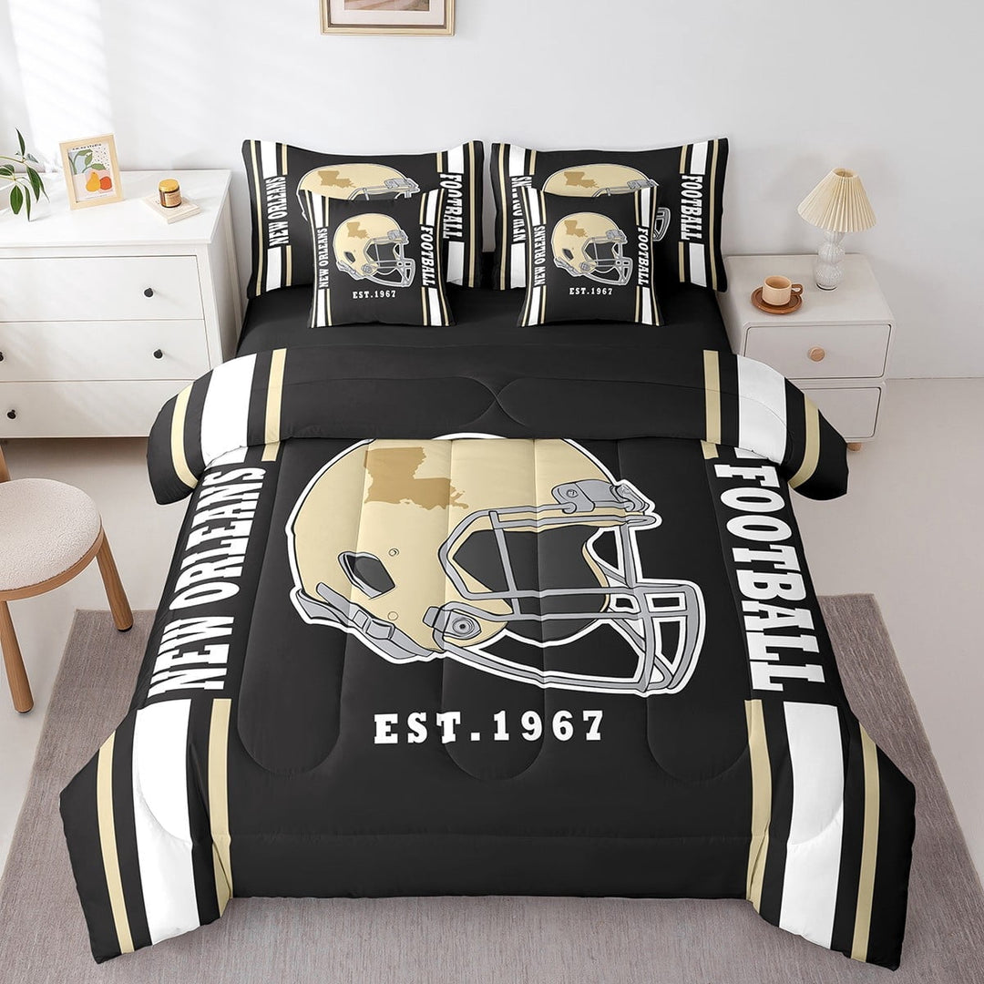 Erosebridal Sports Theme Bed in a Bag Twin Size,American Football Bed Set,New Orleans Bedding Twin Size For Kids Boys,Microfiber Bedroom Decorative Reversible,7 Pieces