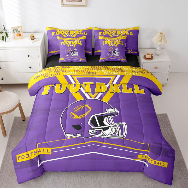 Erosebridal Football 7 Piece Bedding Sets American Football Comforter Bed in a Bag Sports Printed Quilt with Sheet Set,for Team Teen Bedroom Decor,Twin 7Pcs