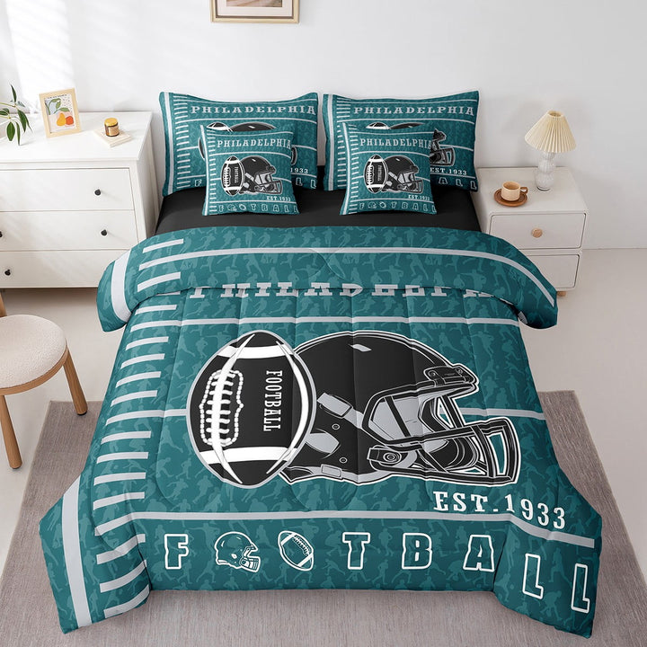 Erosebridal 3D Rugby Print Bedding Twin Size, American Football City Bed in a Bag Twin size, Sports Theme Decor, Reversible