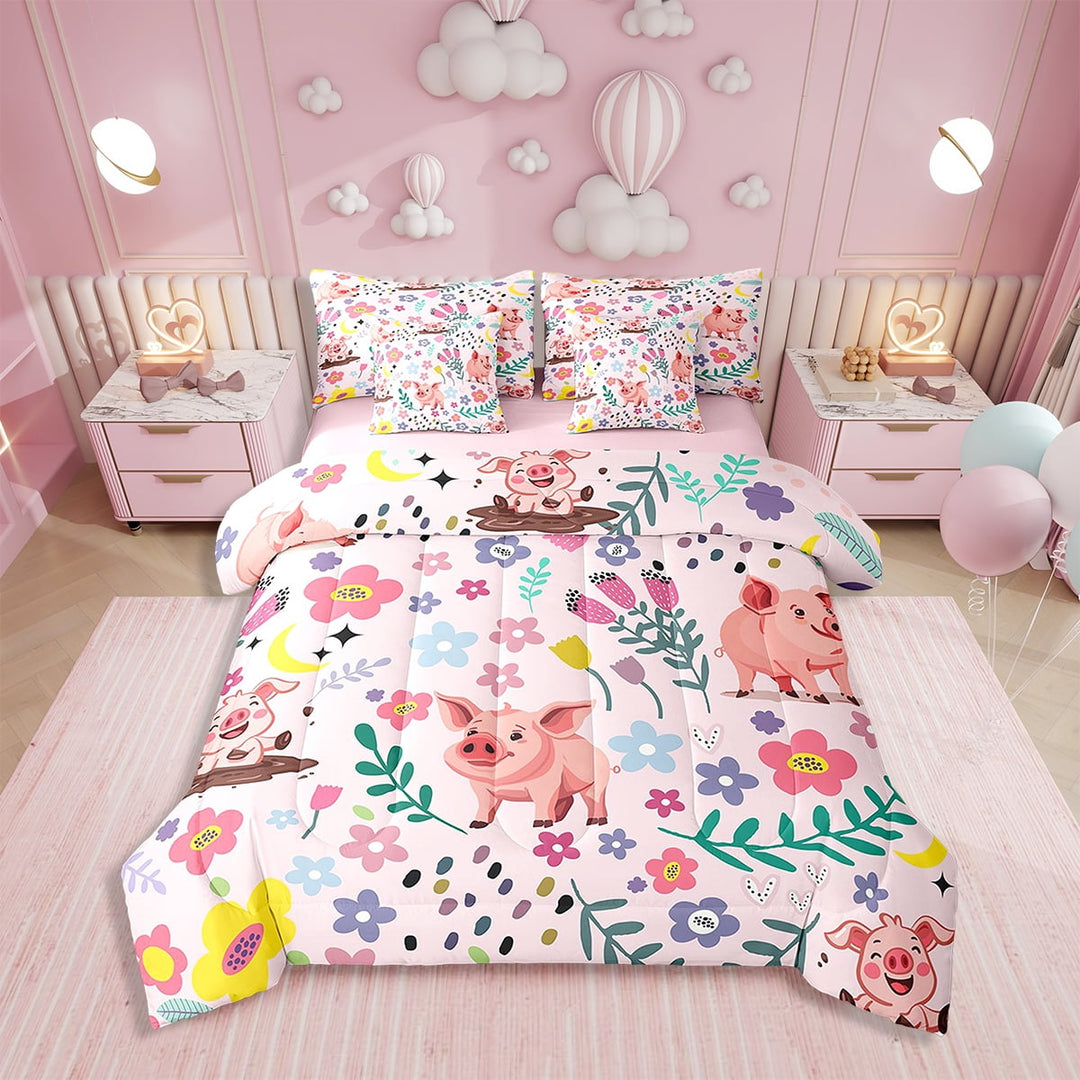 Bedding 7PCS Twin Size Comforter Sets Bedding Sets Comforter Set (1Comforter, 1Flat Sheet, 1Fitted Sheet, 2Pillowcases,2 Throw Pillow Covers)