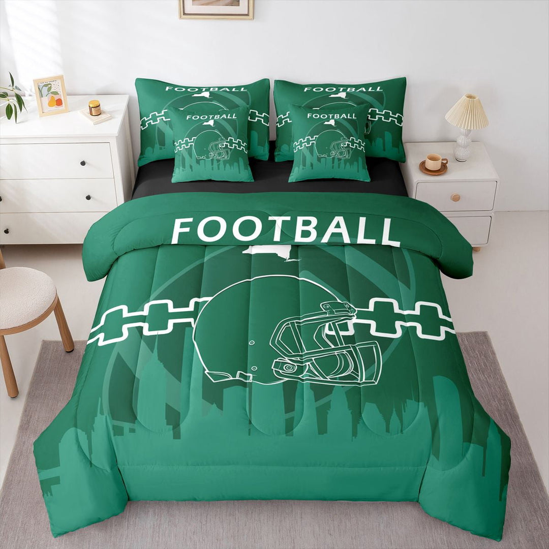 7 Pcs Comforter Set King Size,Football Fans Bed in a Bag with Flat Sheet and Fitted Sheet and Adults,Sports Bedding Set with Pillowcase and Sham(New York City)