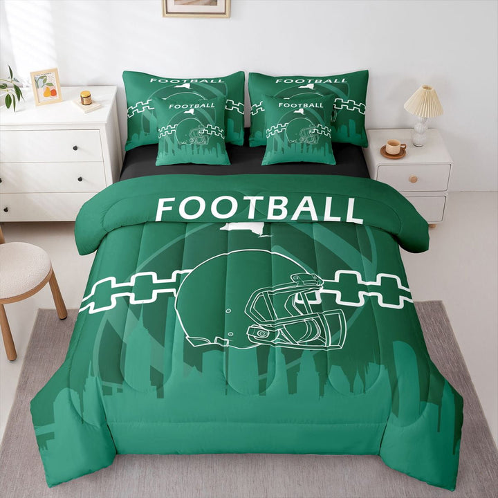 7 Pcs Comforter Set King Size,Football Fans Bed in a Bag with Flat Sheet and Fitted Sheet and Adults,Sports Bedding Set with Pillowcase and Sham(New York City)