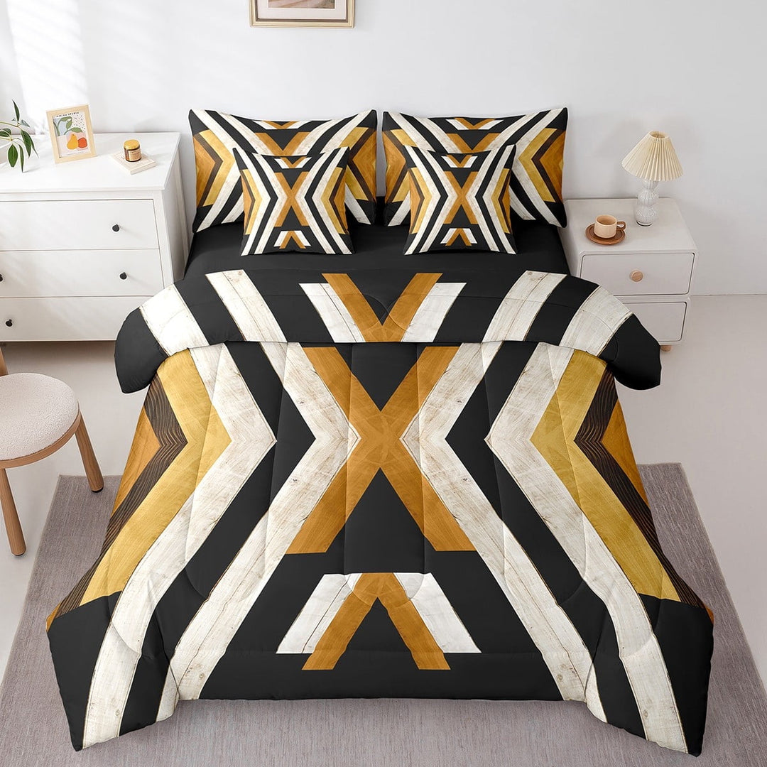 Western Aztec Twin Comforter Set 7 Piece Rustic Farmhouse Style Bedding Set Southwestern Boho Bed In A Bag Teen Men,Exotic Geometric Bed Set