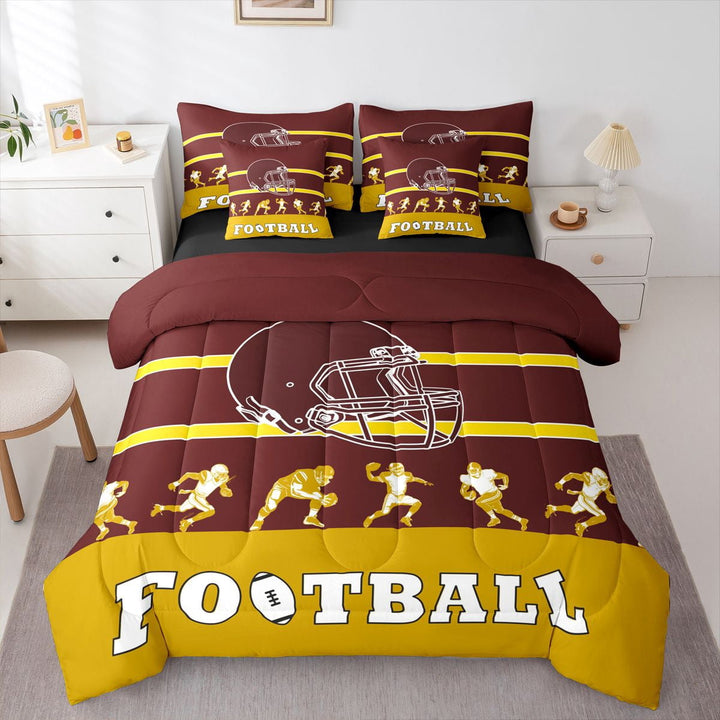 Erosebridal Football 7 Piece Bedding Sets Football Comforter Bed in a Bag Sports Printed Quilt with Sheet Set,for Teen Bedroom Decor,Twin 7Pcs(Washington)