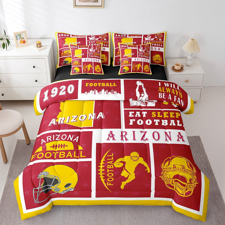 Erosebridal 7 Piece Bed in a Bag Twin Size Comforter Set Football Bedding Set,Rugby Reversible Bed Set,Sports Comforter with Sheet Set,All Season