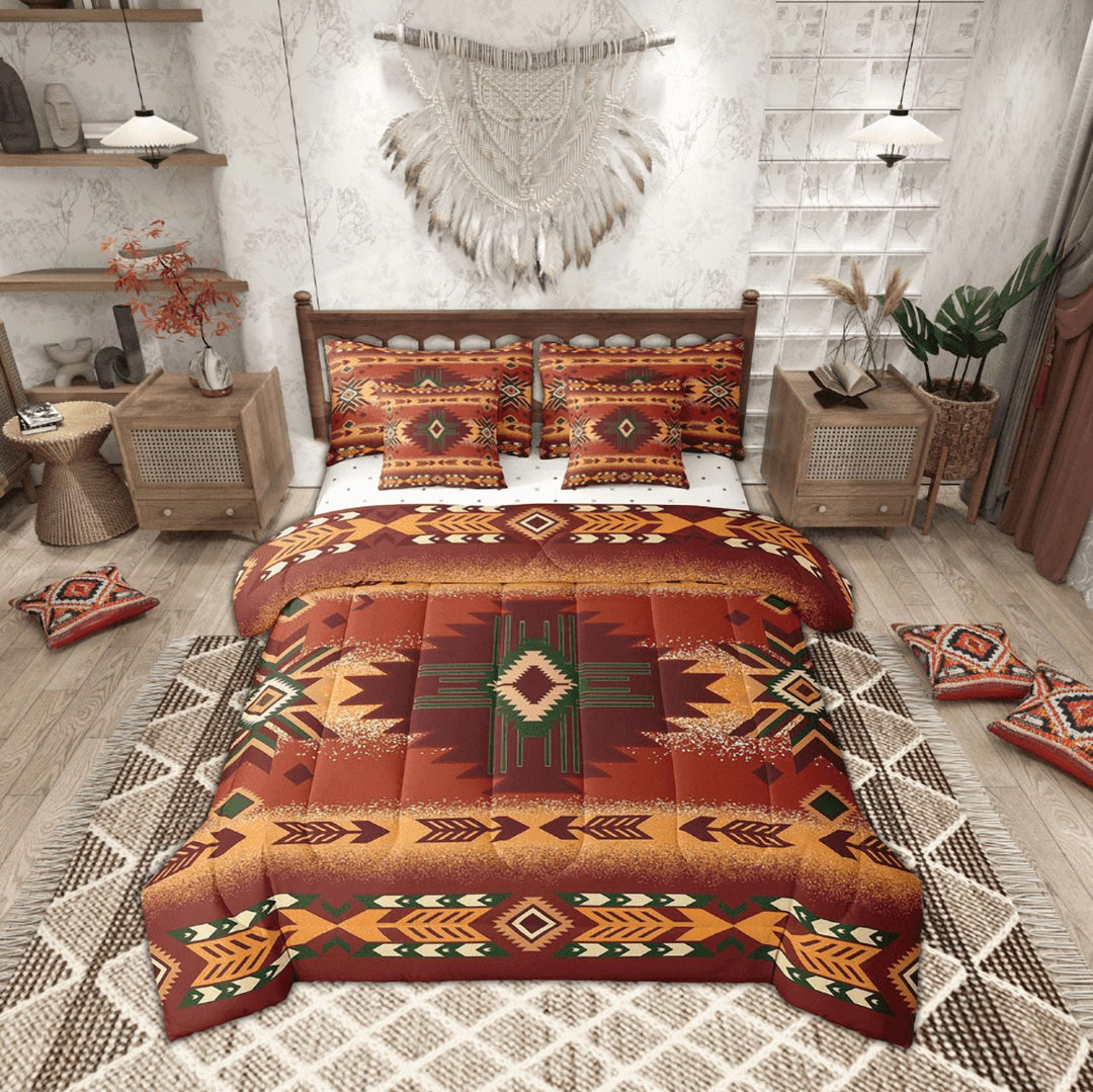 Erosebridal Bohemian Aztec Bedding Sets King Size,Hippie Tribal Bed in a Bag King size,Super Cozy Reversible Bedding King Size,Boho Decoration,7 Pieces