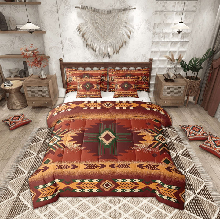 Erosebridal Bohemian Aztec Bedding Sets King Size,Hippie Tribal Bed in a Bag King size,Super Cozy Reversible Bedding King Size,Boho Decoration,7 Pieces