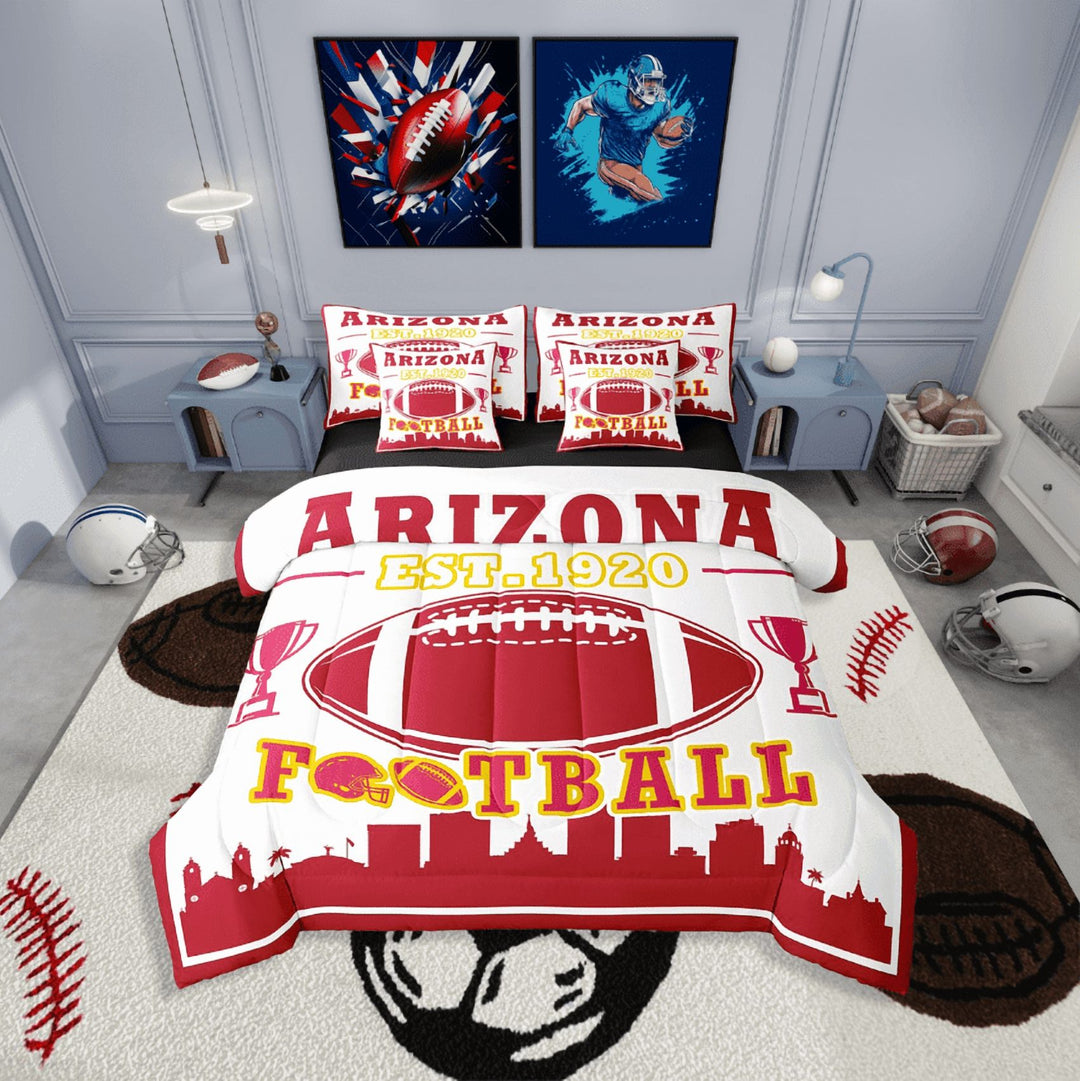 Erosebridal American Football Bedding Sets Twin Size,Sport Theme Comforter Sets with Sheets,Ball Game Decor(Arizona),Reversible,Lightweight,7-Piece