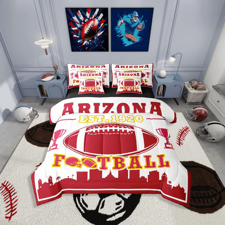 Erosebridal American Football Bedding Sets Twin Size,Sport Theme Comforter Sets with Sheets,Ball Game Decor(Arizona),Reversible,Lightweight,7-Piece