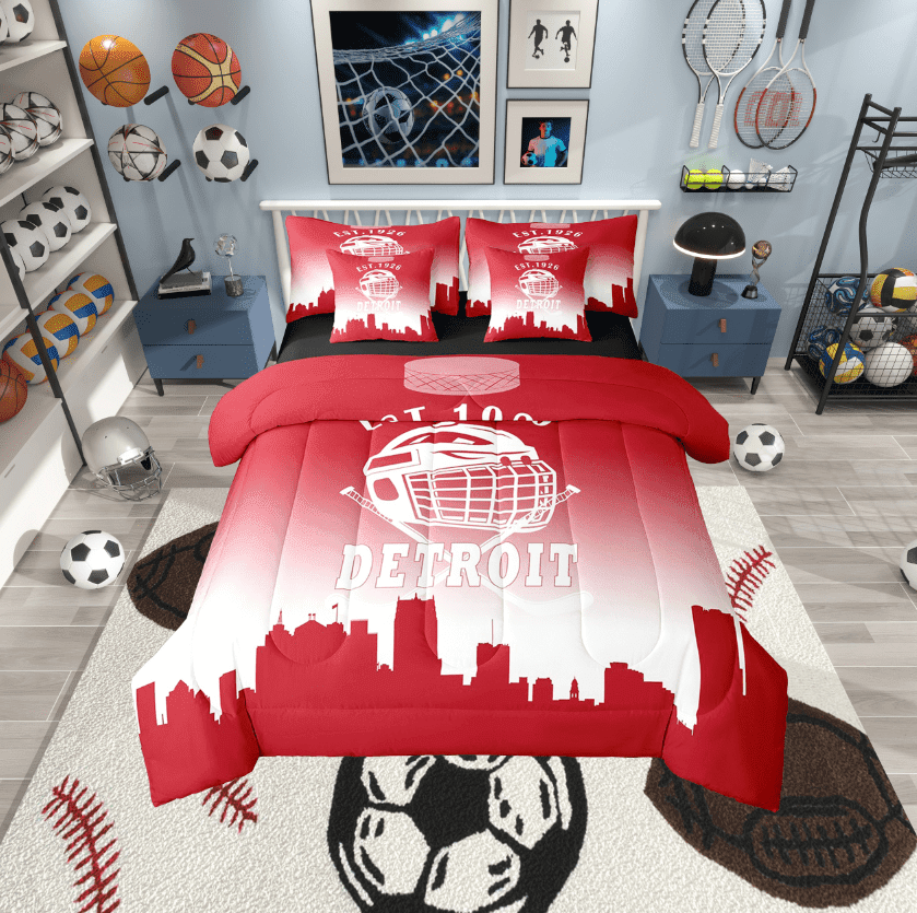 Erosebridal Soccer Lover Bed in a Bag Twin size, American Football Bed Set, Eat Sleep Reversible Bedding Twin Size, Super Cozy Bedroom Decoration, 7-Piece