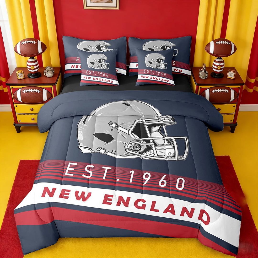 Erosebridal Football City Bedding Twin Size,American Football Sport Comforter Sets with Sheets,New England Bedding Sets Twin Size,Stylish Bedroom Decor Reversible,7pcs