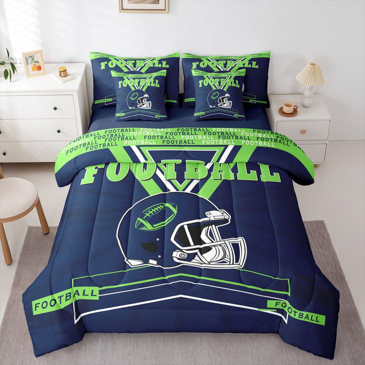 Erosebridal Football Comforter Set Twin Size,American Football Bedding Set Teens,Sports (Comforter+Fitted+Flat Sheet+2 Pillowcases+2 Throw Pillow Covers) 7 Pieces Bed Set