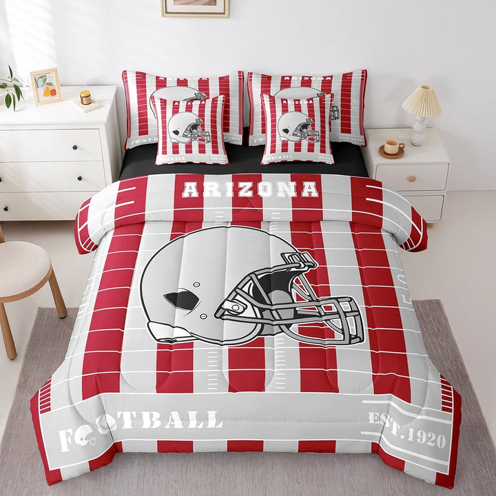 Erosebridal Rugby Sport Bed in a Bag Twin Size,New Arizona Bed Set,American Football City Bedding Twin Size,Ultra Soft Room Decor Reversible,7 Pieces