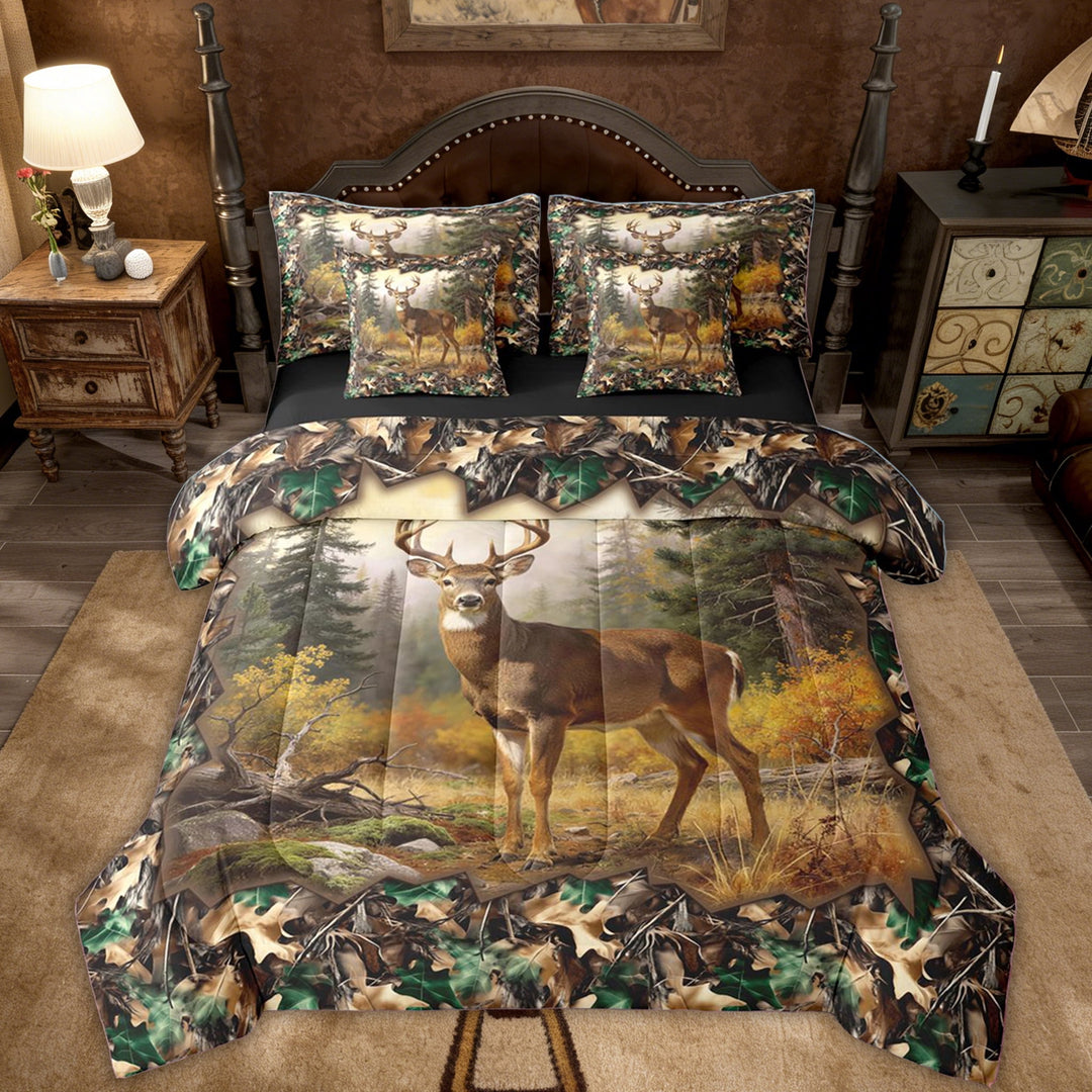 Erosebridal Wildlife Deer Kids Twin Bedding Sets, Cartoon Western Animals Bedding Comforter Set, 7pcs