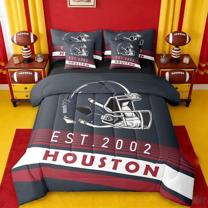 Erosebridal Football City Bed in a Bag Twin Size,American Football Sport Bed Set,Houston Bedding Twin Size,Stylish Bedroom Decor Reversible,7 Pieces