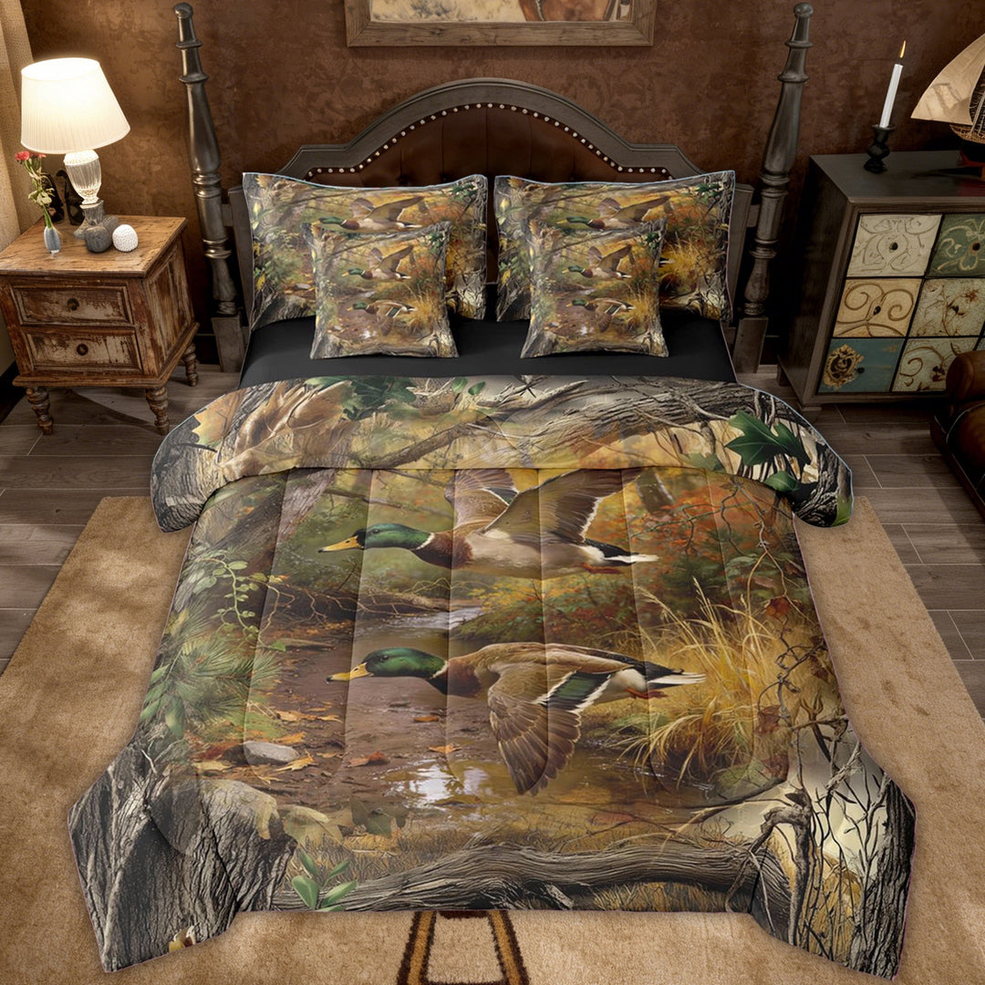 Erosebridal Jungle Duck Animal Twin Bedding Sets, Rustic Branch Bedding Comforter Set, 7 Pieces
