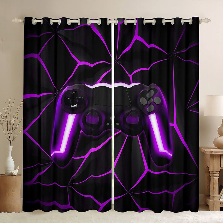 Gamer 30%-50% Blackout Curtains 38Wx45L Gaming Controller Curtains &amp; Drapes Gaming Gifts Curtains (38Wx45L,Purple)