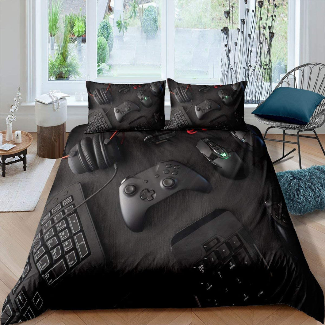 Feelyou Game Console Comforter Cover, Boys Decorative Bedding Set with Zippers Ties,Teens Duvet Cover Set