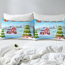 Load image into Gallery viewer, Christmas Theme Comforter Cover Snow House Christmas Tree Pattern Quilt Cover Cartoon Winter Scene Bedding Set For Kids Boys Girls US UK AU DE Size
