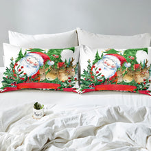 Load image into Gallery viewer, Kids Christmas Bedding Set With Corner Ties And Pillowcase Santa Claus Pattern Quilt Cover For Boys Girls Children Deer Animals Christmas Tree Hand Painted Comforter Cover US Twin Full UK Queen King AU DE Single Double Size
