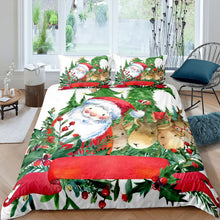 Load image into Gallery viewer, Kids Christmas Bedding Set With Corner Ties And Pillowcase Santa Claus Pattern Quilt Cover For Boys Girls Children Deer Animals Christmas Tree Hand Painted Comforter Cover US Twin Full UK Queen King AU DE Single Double Size
