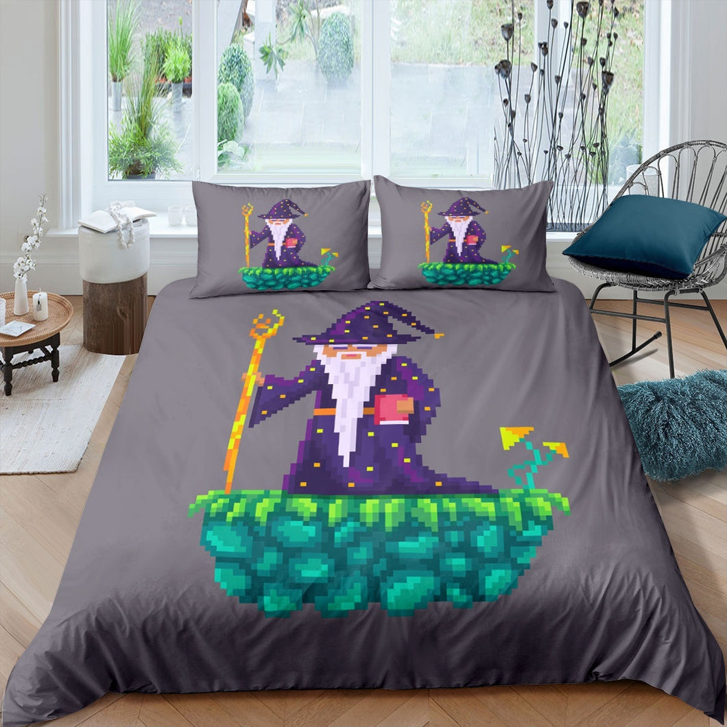 Christmas Duvet Cover For Kids Boys Firls Children Santa Claus Pattern Bedding Set With Corner Ties And Pillowcase Abstract Art Quilt Cover Grey Purple Comforter Cover US Twin Full UK Queen King AU DE Single Double Size