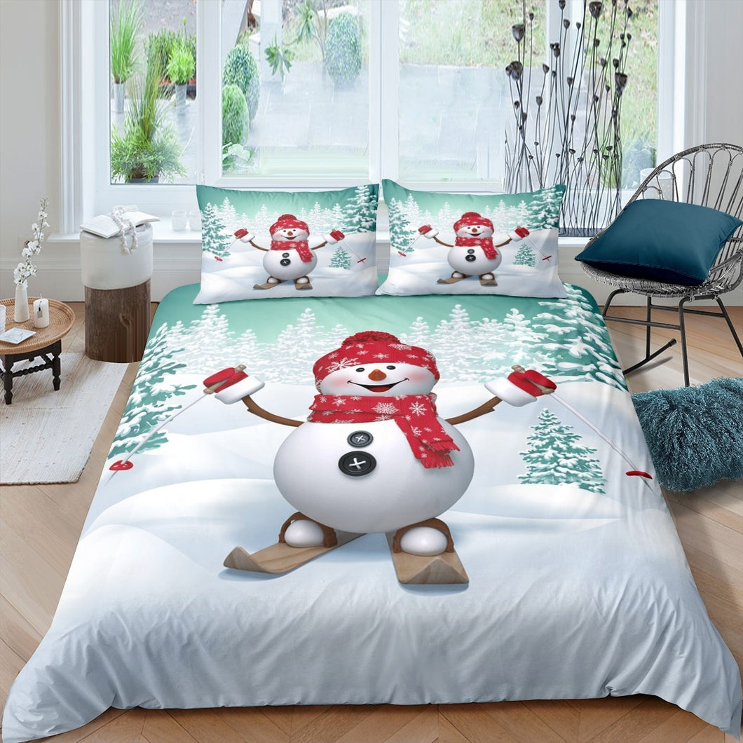 Feelyou Snowman Bedding Set Nursery Duvet Cover Set For Kids Little Child Girls  Christmas Theme Comforter Cover Toddler Baby Cute Lovely Pattern Gift  Decor 2 Or 3 Pcs AU Double UK Single US Twin Full Queen King Size Ultra Soft Microfiber