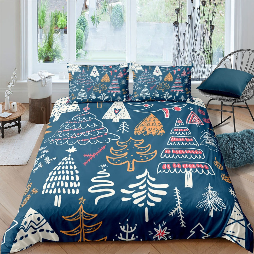 Kid Christmas Duvet Cover Christmas Tree Comforter Cover Cedar Bedspread Cover Winter Theme Print Bedding Set Breathable Decoration  Duvet Cover With Pillow Cases AU Size  US Twin Queen Full King UK Double DE Size