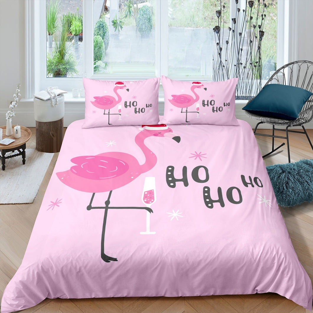 Flamingo Bedding Set for Kids Boys Girls Teens Tropical Animal Print Comforter Cover for Christmas Pink Flamingo Pattern Skin-Friendly Microfiber Bedclothes 2/3Pcs Duvet Cover With Pillowcase AU Single Double Queen King Size