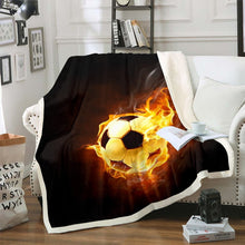 Load image into Gallery viewer, Football Throw Blanket for Couch Bed Sofa Sports Theme Fleece Blanket Burning Soccer Ball Pattern Sherpa Blanket Room Decor Competitive Games Fuzzy Blanket  Warm Flannel Balnket
