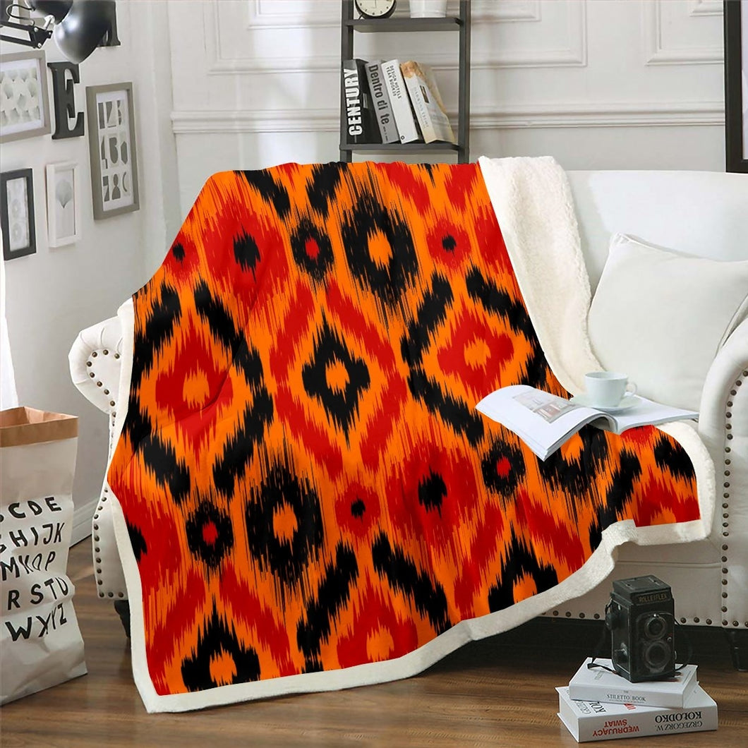 Boho Diamond Sherpa Blanket Bohemian Style Throw Blanket for Couch Bed Sofa Red Black Geometric Stripe Decor Fleece Blanket Abstract Art Fuzzy Blanket