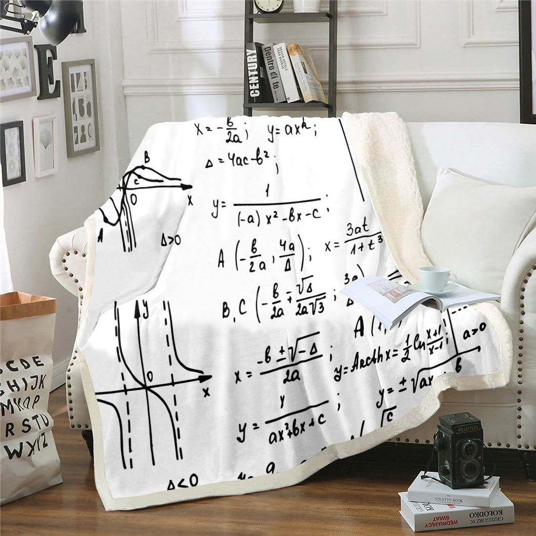 Math Theme Throw Blanket Mathematical Formula Fleece Blanket for Couch Bed Sofa  Geometry Stripe Numbers Sherpa Blanket Black White Fuzzy Blanket Room Decor Blanket