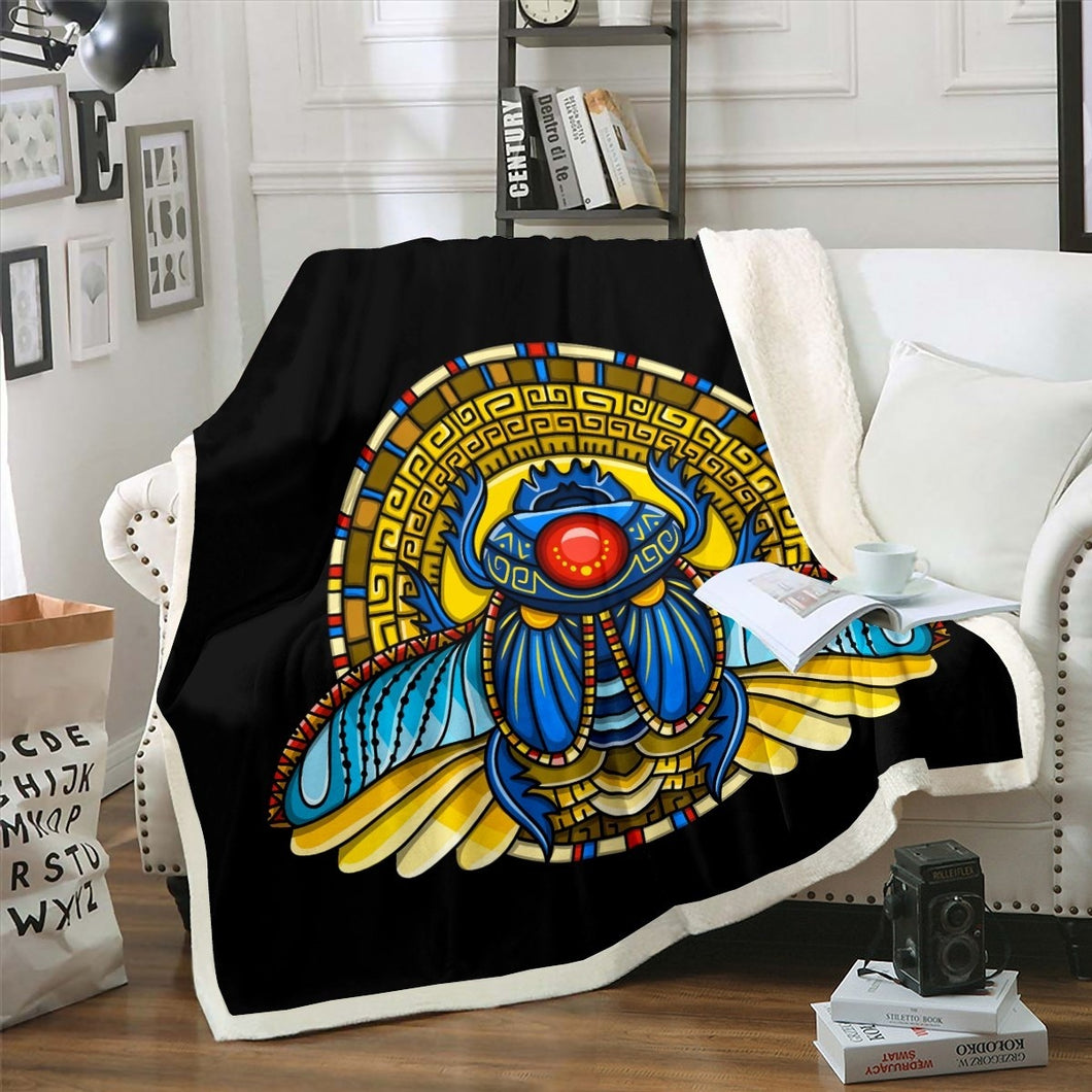 Boho Insects Pattern Throw Blanket for Couch Bed Sofa Flying Animal Theme Fleece Blanket Exotic Tribal Style Sherpa Blanket Room Decor Bohemian Design Fuzzy Blanket