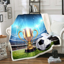 Load image into Gallery viewer, Football Sherpa Blanket Sports Theme Throw Blanket Soccer Ball Pattern Fleece Blanket for Couch Bed Sofa Bedroom Decor Competitive Games Fuzzy Blanket
